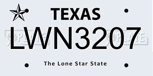 LWN3207 Texas License Plate