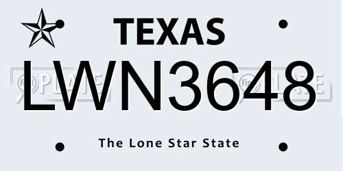 LWN3648 Texas License Plate