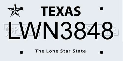 LWN3848 Texas License Plate