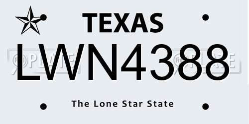 LWN4388 Texas License Plate