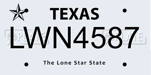 LWN4587 Texas License Plate