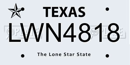 LWN4818 Texas License Plate
