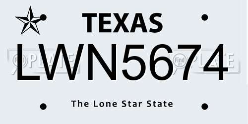 LWN5674 Texas License Plate