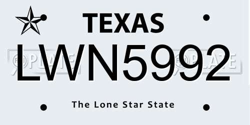 LWN5992 Texas License Plate