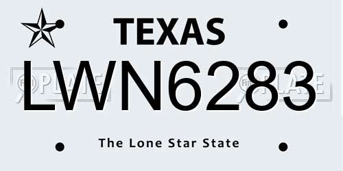 LWN6283 Texas License Plate