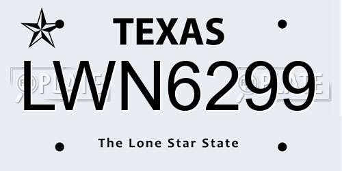 LWN6299 Texas License Plate