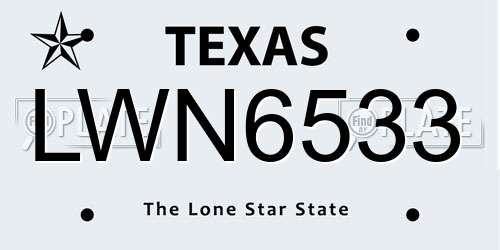 LWN6533 Texas License Plate