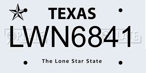 LWN6841 Texas License Plate