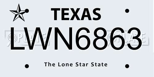 LWN6863 Texas License Plate