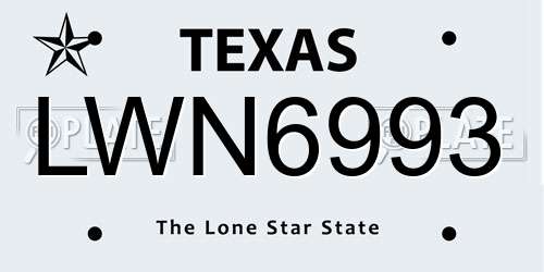 LWN6993 Texas License Plate