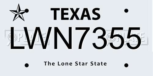 LWN7355 Texas License Plate