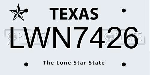 LWN7426 Texas License Plate