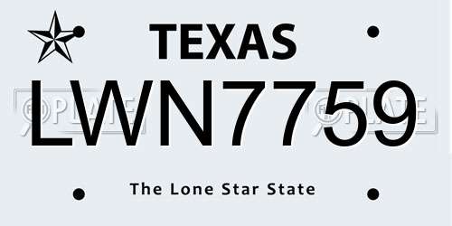 LWN7759 Texas License Plate