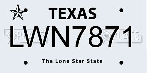 LWN7871 Texas License Plate