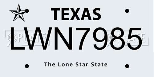 LWN7985 Texas License Plate