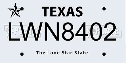 LWN8402 Texas License Plate