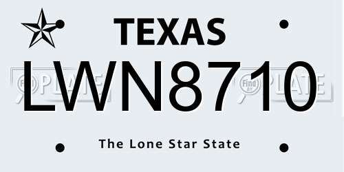 LWN8710 Texas License Plate
