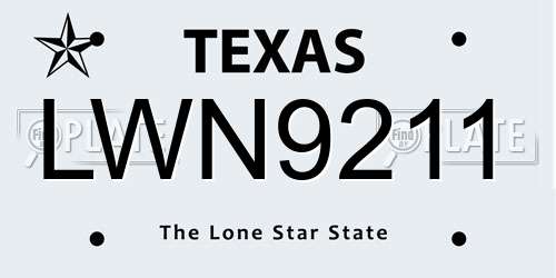 LWN9211 Texas License Plate