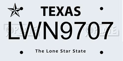 LWN9707 Texas License Plate