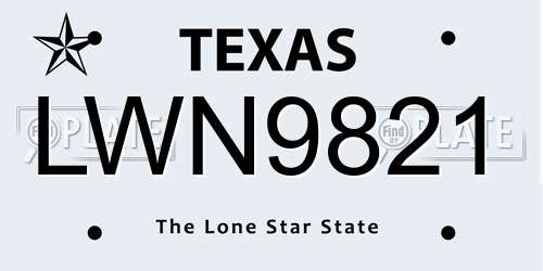 LWN9821 Texas License Plate