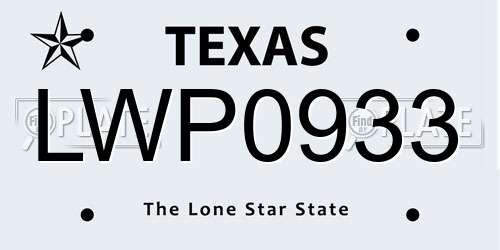LWP0933 Texas License Plate
