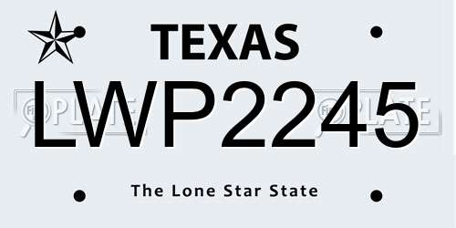 LWP2245 Texas License Plate