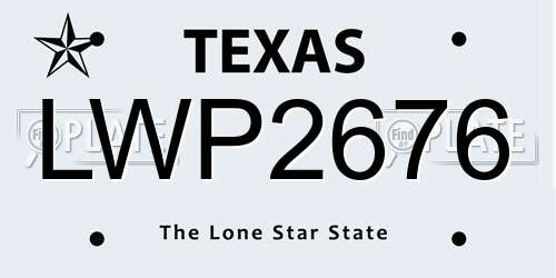 LWP2676 Texas License Plate