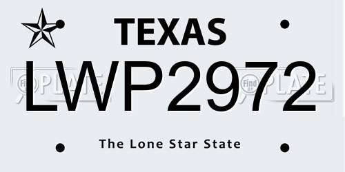 LWP2972 Texas License Plate