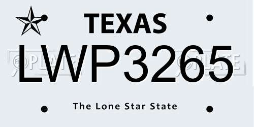 LWP3265 Texas License Plate