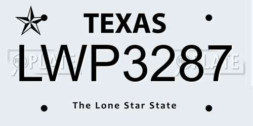 LWP3287 Texas License Plate