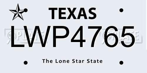 LWP4765 Texas License Plate