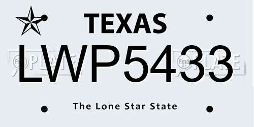 LWP5433 Texas License Plate