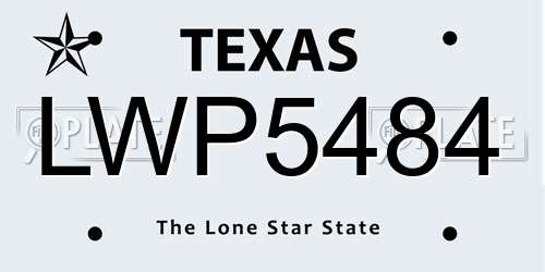 LWP5484 Texas License Plate