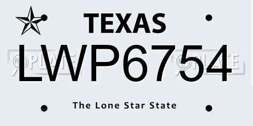 LWP6754 Texas License Plate