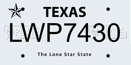 LWP7430 Texas License Plate