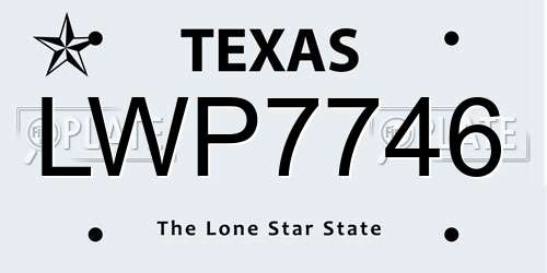 LWP7746 Texas License Plate