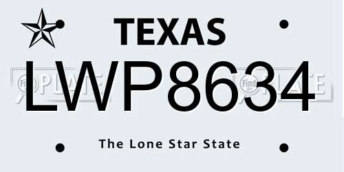 LWP8634 Texas License Plate