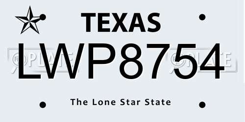 LWP8754 Texas License Plate