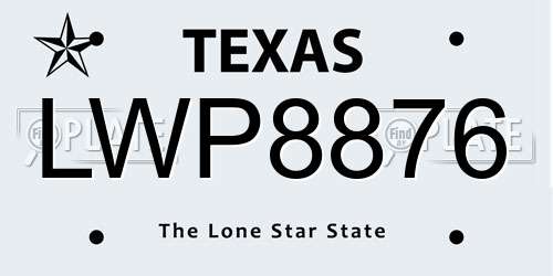 LWP8876 Texas License Plate