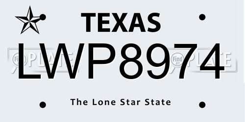 LWP8974 Texas License Plate