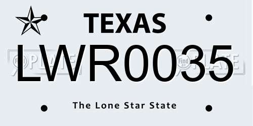 LWR0035 Texas License Plate