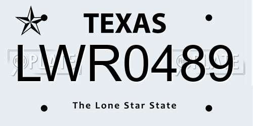 LWR0489 Texas License Plate