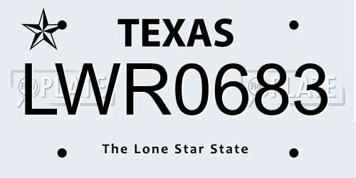 LWR0683 Texas License Plate