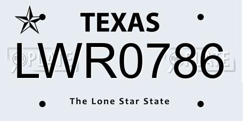 LWR0786 Texas License Plate