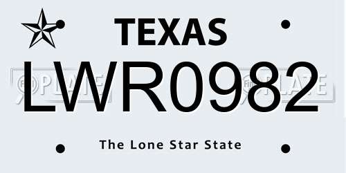 LWR0982 Texas License Plate