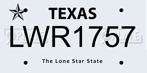 LWR1757 Texas License Plate