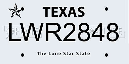 LWR2848 Texas License Plate