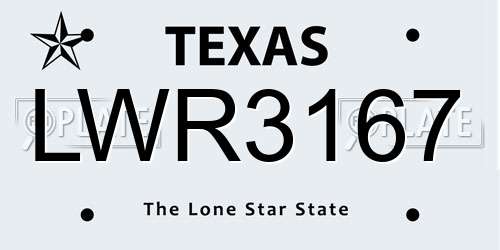 LWR3167 Texas License Plate
