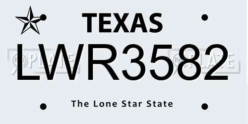 LWR3582 Texas License Plate