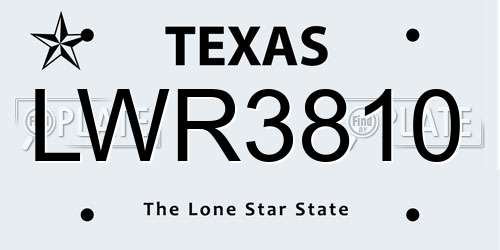 LWR3810 Texas License Plate